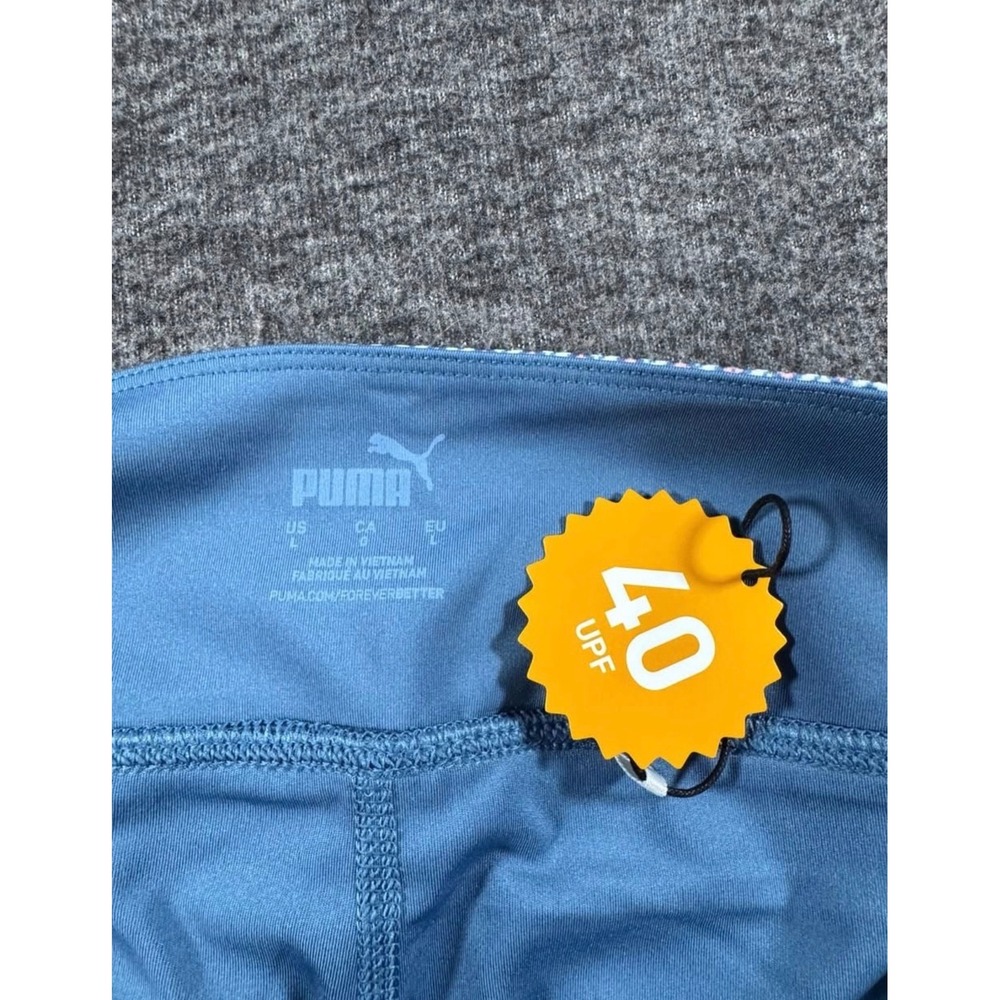 Puma Blake Skirt Womens Large Blue Geometric High Waist Golf Tennis Skort UPF 40 - Picture 2 of 9